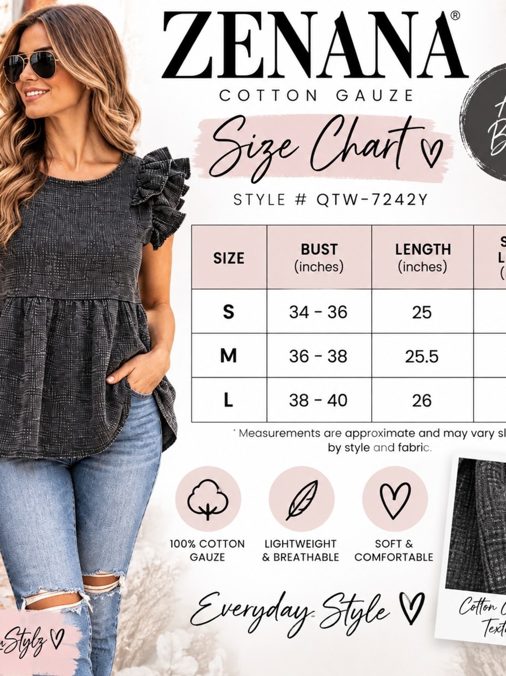 Zenana | Tiered Ruffle Top | Cotton Gauze - Picture 2 of 2